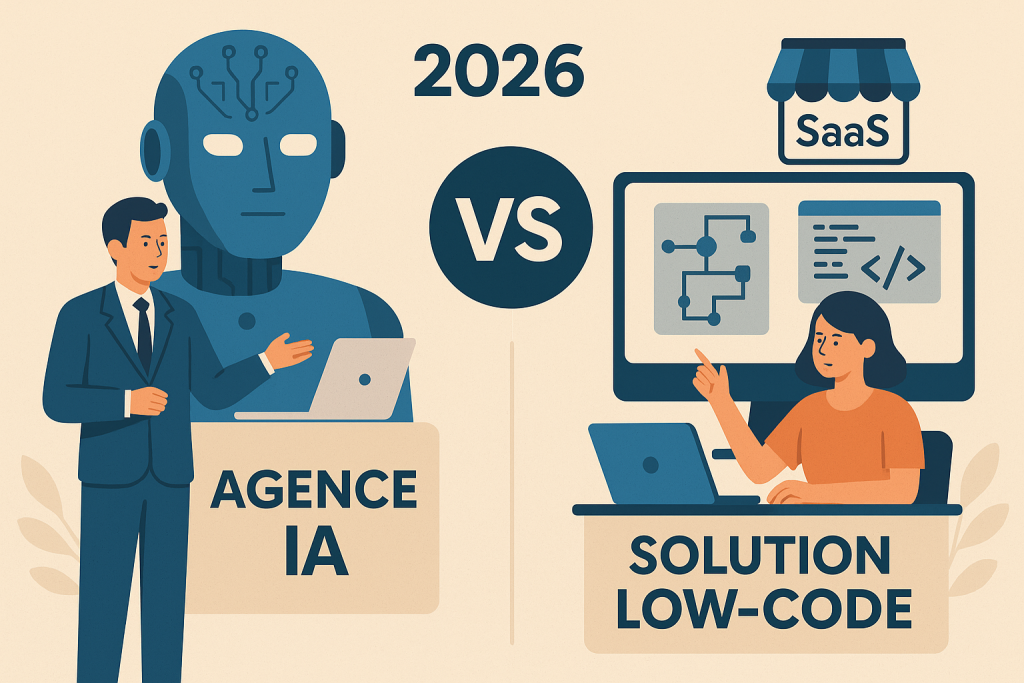 2026 : Agence IA sur-mesure ou Solution Low-Code sur Marketplace SaaS ? Le comparatif décisif pour PME et TPE